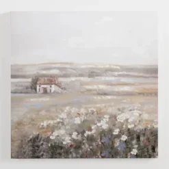 Canvas Art-Kirkland's Home Barn On The Meadow Canvas Art Print White/Gray/Brown