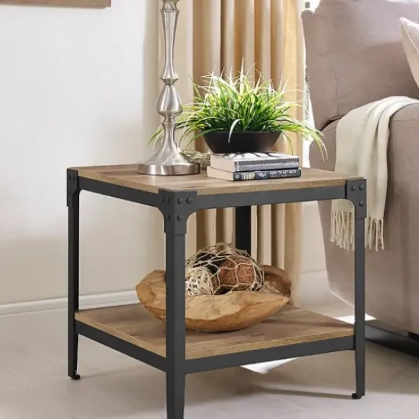 Nightstands-Kirkland's Home Barnwood Angle Iron Accent Tables, Set Of 2 Brown