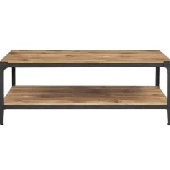 Coffee Tables-Kirkland's Home Barnwood Angle Iron Coffee Table Brown