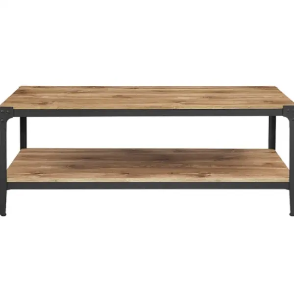 Coffee Tables-Kirkland's Home Barnwood Angle Iron Coffee Table Brown