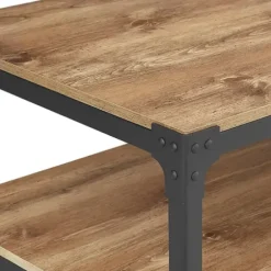 Coffee Tables-Kirkland's Home Barnwood Angle Iron Coffee Table Brown