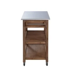 Kitchen Islands & Bar Carts-Kirkland's Home Barnwood Sonoma Stainless Steel Top Kitchen Cart Brown