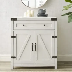 Cabinets & Sideboards-Kirkland's Home Barnwood Style Wooden Cabinet White