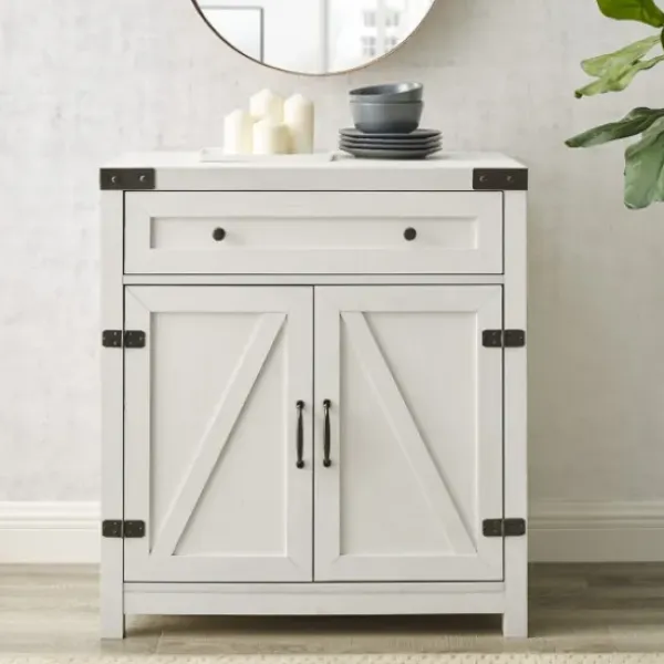 Cabinets & Sideboards-Kirkland's Home Barnwood Style Wooden Cabinet White