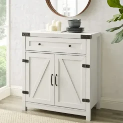 Cabinets & Sideboards-Kirkland's Home Barnwood Style Wooden Cabinet White