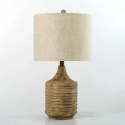 Table Lamps-Kirkland's Home Barrett Ribbed Wood Table Lamp Tan