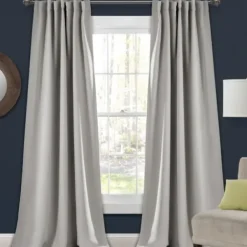 Curtains & Drapes-Kirkland's Home Basketweave Curtain Panel Set, 84 In Gray