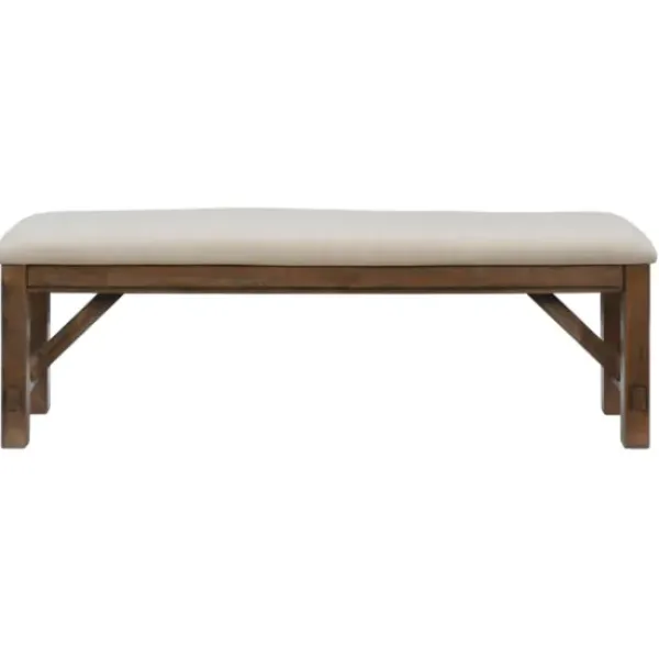 Benches & Ottomans-Kirkland's Home Basketweave Upholstered Wood Bench Tan