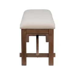 Benches & Ottomans-Kirkland's Home Basketweave Upholstered Wood Bench Tan