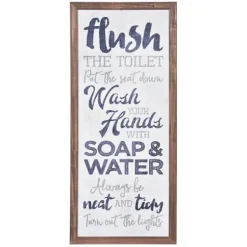 Wall Quotes & Signs-Kirkland's Home Bathroom Rules Typography Wall Plaque White