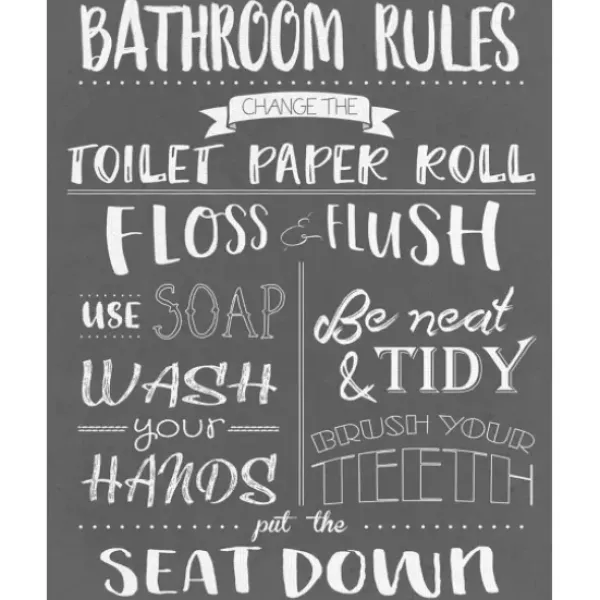 Wall Quotes & Signs-Kirkland's Home Bathroom Rules Wrapped Canvas Art Print Gray