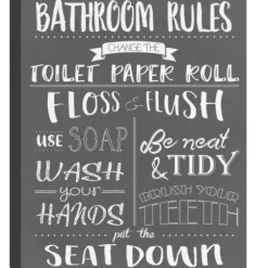 Wall Quotes & Signs-Kirkland's Home Bathroom Rules Wrapped Canvas Art Print Gray