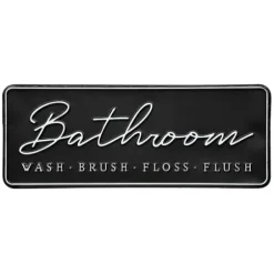 Wall Quotes & Signs-Kirkland's Home Bathroom Wash Brush Floss Flush Wall Plaque Black