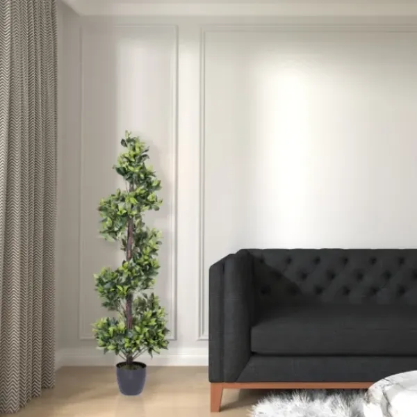 Trees & Topiaries-Kirkland's Home Bay Leaf Spiral Potted Tree, 60 In.