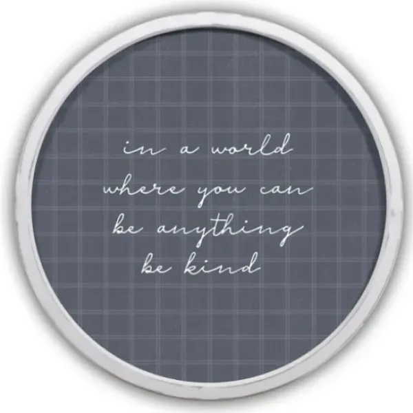 Wall Quotes & Signs-Kirkland's Home Be Kind Windowpane Round Framed Plaque White
