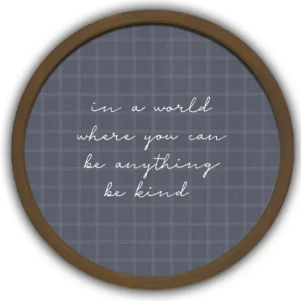 Wall Quotes & Signs-Kirkland's Home Be Kind Windowpane Round Framed Plaque Brown