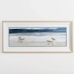 Framed Art-Kirkland's Home Beach Morning With Birds Framed Art Print Blue/Gray