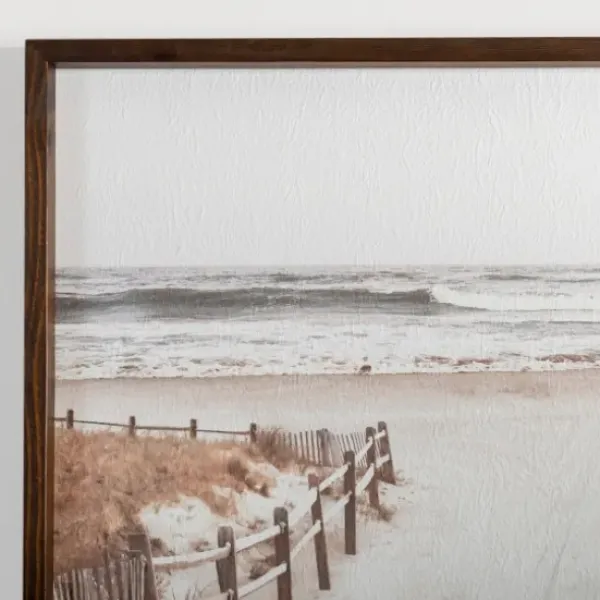 Framed Art-Kirkland's Home Beach Path Framed Art Print Ivory/White/Brown