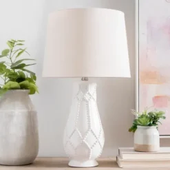 Table Lamps-Kirkland's Home Beaded Ceramic Table Lamp White
