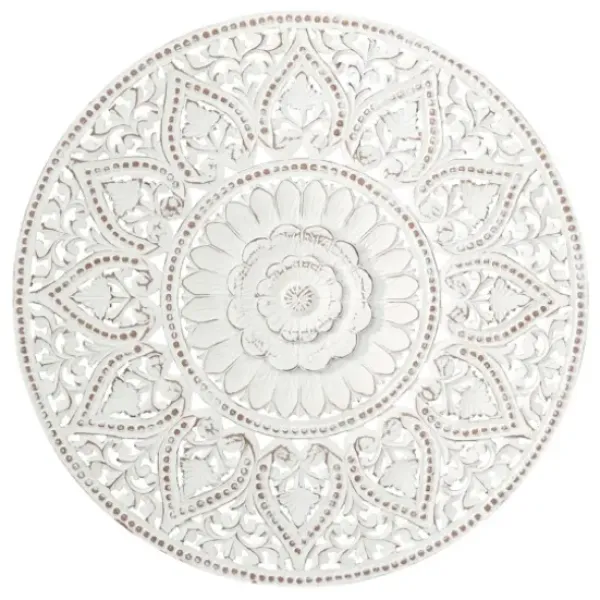 Wall Plaques-Kirkland's Home Beaded Floral Medallion Wall Plaque White