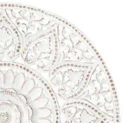 Wall Plaques-Kirkland's Home Beaded Floral Medallion Wall Plaque White