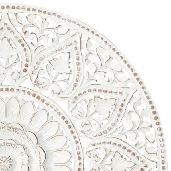 Wall Plaques-Kirkland's Home Beaded Floral Medallion Wall Plaque White