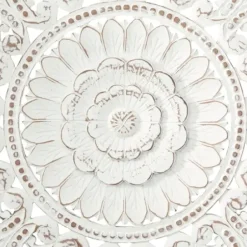 Wall Plaques-Kirkland's Home Beaded Floral Medallion Wall Plaque White