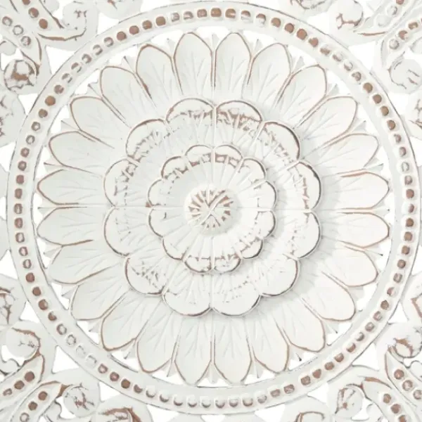 Wall Plaques-Kirkland's Home Beaded Floral Medallion Wall Plaque White