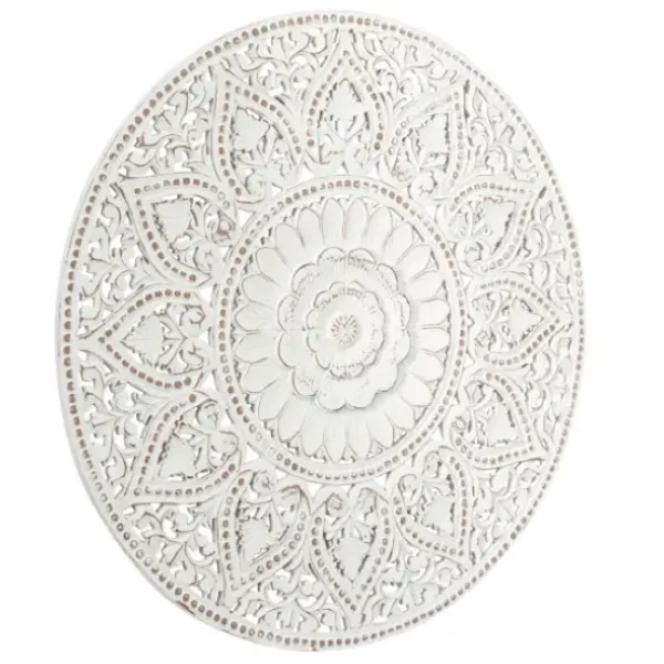 Wall Plaques-Kirkland's Home Beaded Floral Medallion Wall Plaque White