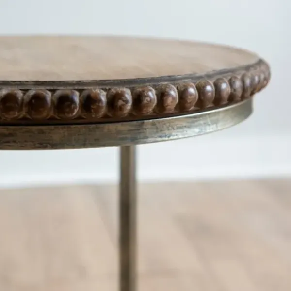 Accent & End Tables-Kirkland's Home Beaded Round Wood C-Table Brown