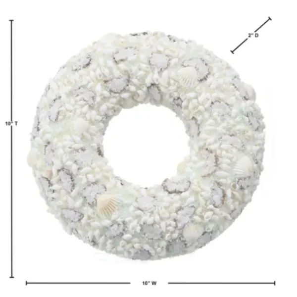 Wreaths-Kirkland's Home Beaded Seashells Wreath White