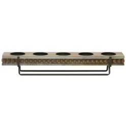 Candle Holders-Kirkland's Home Beaded Wood And Metal Base Candle Holder Brown