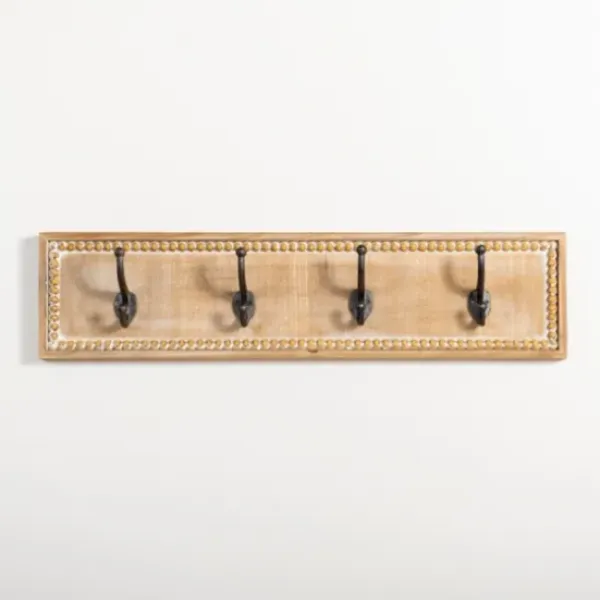 Hooks-Kirkland's Home Beaded Wood Plaque Metal Wall Hooks