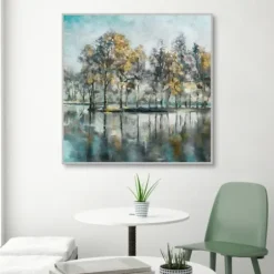 Framed Art-Kirkland's Home Beckoning Tree Grove Framed Canvas Art White/Gray/Yellow