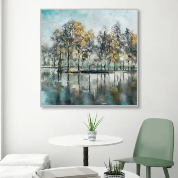 Framed Art-Kirkland's Home Beckoning Tree Grove Framed Canvas Art White/Gray/Yellow