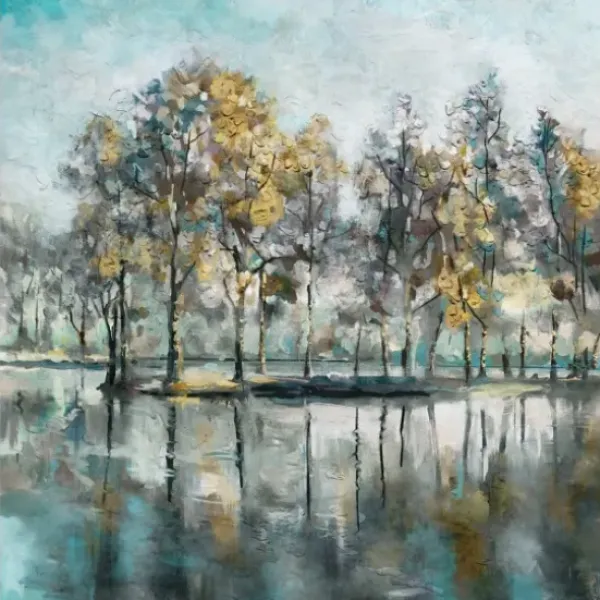 Framed Art-Kirkland's Home Beckoning Tree Grove Framed Canvas Art White/Gray/Yellow