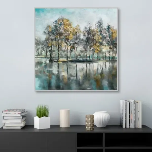 Framed Art-Kirkland's Home Beckoning Tree Grove Framed Canvas Art White/Gray/Yellow