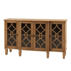 Cabinets & Sideboards-Kirkland's Home Becky Acorn Wood 4-Door Sideboard Brown