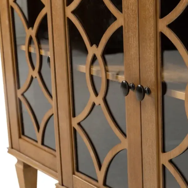 Cabinets & Sideboards-Kirkland's Home Becky Acorn Wood 4-Door Sideboard Brown