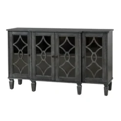 Cabinets & Sideboards-Kirkland's Home Becky Wood 4-Door Sideboard Gray
