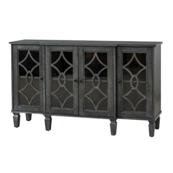Cabinets & Sideboards-Kirkland's Home Becky Wood 4-Door Sideboard Gray