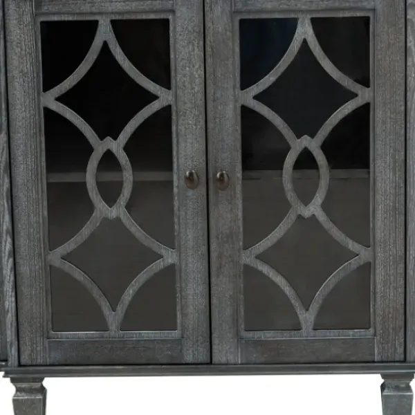 Cabinets & Sideboards-Kirkland's Home Becky Wood 4-Door Sideboard Gray