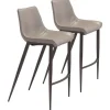 Bar Stools & Counter Height Stools-Kirkland's Home Beige & Brown Faux Leather 2-Pc. Bar Stool Set Gray