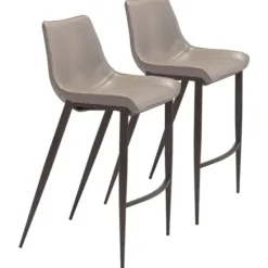 Bar Stools & Counter Height Stools-Kirkland's Home Beige & Brown Faux Leather 2-Pc. Bar Stool Set Gray