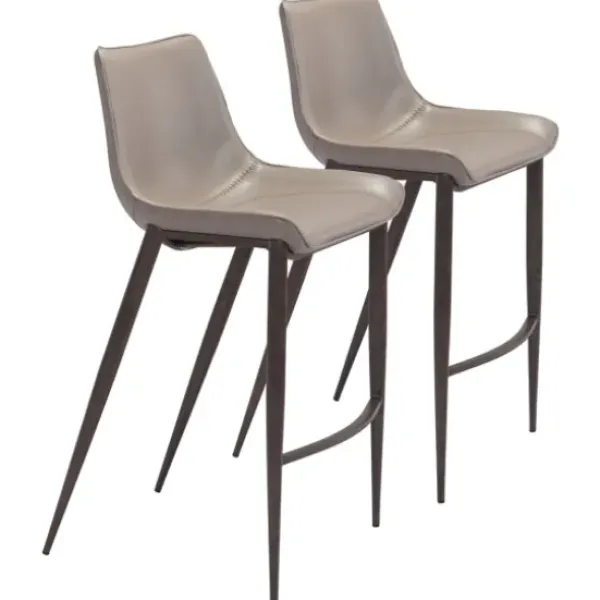 Bar Stools & Counter Height Stools-Kirkland's Home Beige & Brown Faux Leather 2-Pc. Bar Stool Set Gray