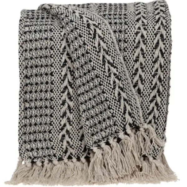 Blankets & Throws-Kirkland's Home Beige And Black Patterned Throw Black/Tan