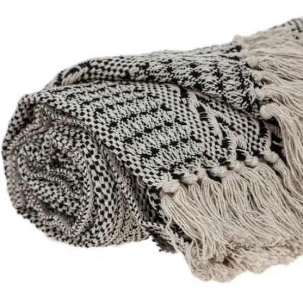 Blankets & Throws-Kirkland's Home Beige And Black Patterned Throw Black/Tan