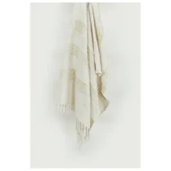 Blankets & Throws-Kirkland's Home Beige And Ivory Woven Stripe Throw Tan/Ivory