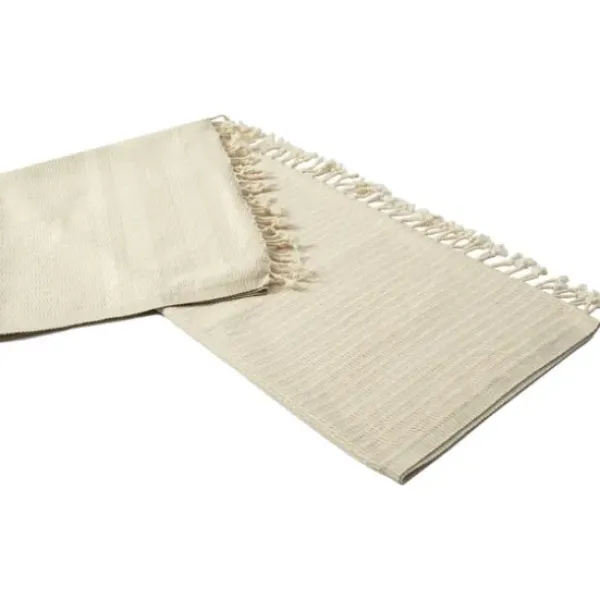 Blankets & Throws-Kirkland's Home Beige And White Stripes Cotton Throw Tan