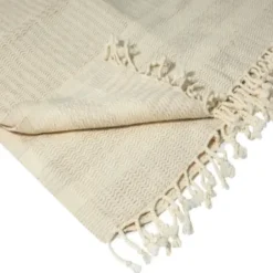 Blankets & Throws-Kirkland's Home Beige And White Stripes Cotton Throw Tan